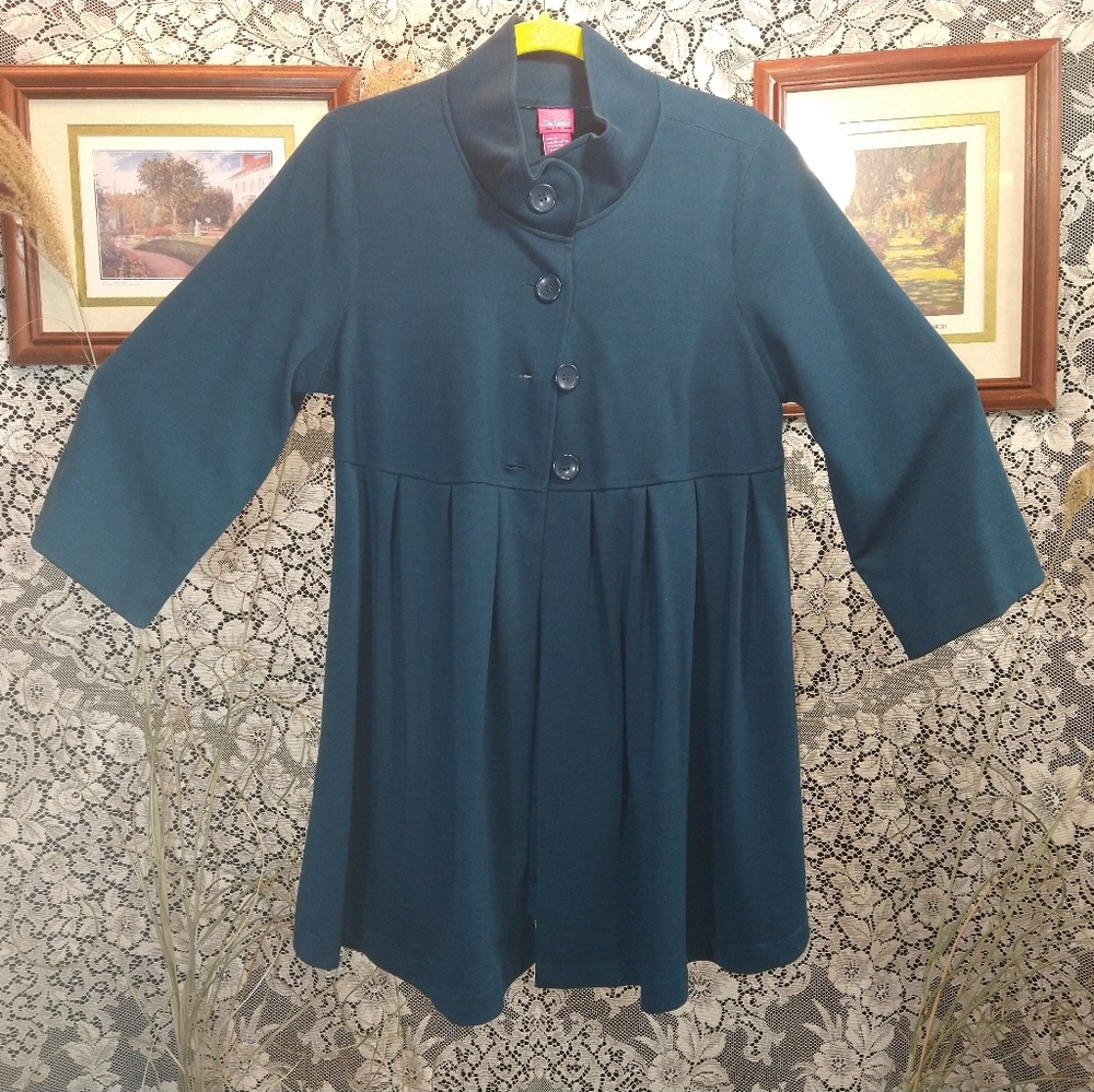 Du Jour teal blue jacket heavy warm babydoll dress style - Picture 1 of 5